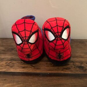 Spiderman Toddler Sz 5/6 Indoor Plush 3-D Character Slippers Sock Top Tread Cozy